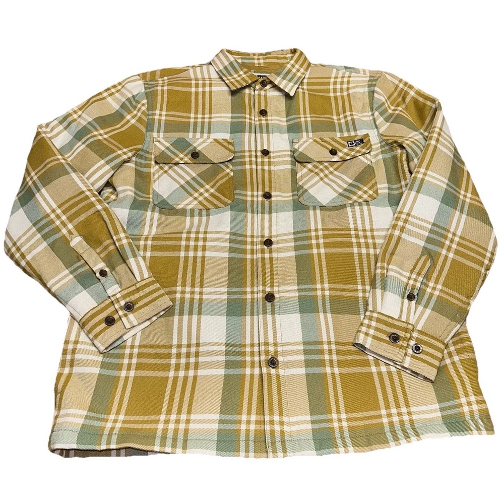 Salty Crew Yellow Plaid Flannel Dawn Patrol Lined Button Shacket Jacket Men's XS